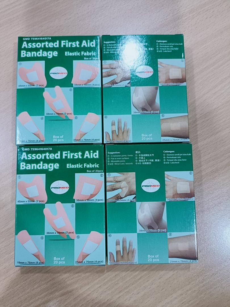 ASSORTED ELASTIC FABRIC FIRST AID BANDAGE 20's