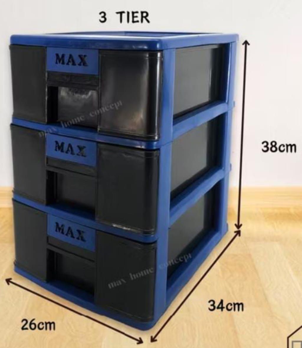Plastic drawer A4 size 3 tier
