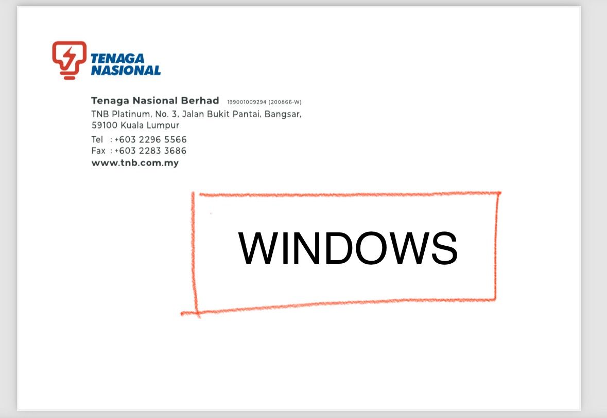Envelope TNB (Windows) 110mm x 220mm - 1 box / 500pcs