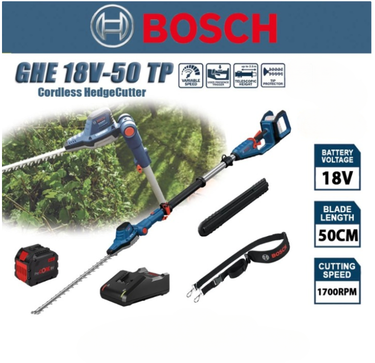 BOSCH GHE 18V-50 TP CORDLESS HEDGE CUTTER TRIMMER GARDEN CUTTER (PACKAGE)