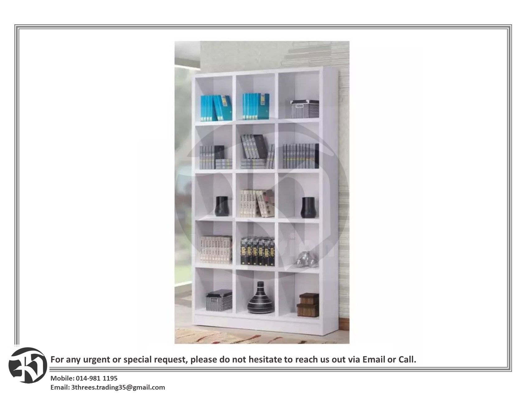 15-Box Compartment Book Shelf / Storage Cabinet / Filing Cabinet (L120 x H205 x D30 cm)