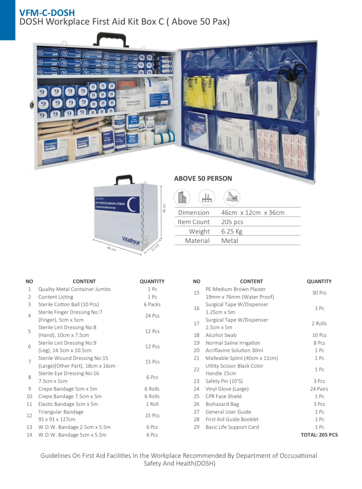 VTL DOSH Workplace First Aid Kit Box C ( Above 50 Pax)