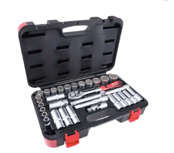 RS PRO 32-Piece Metric 1/2 in Deep Socket/Standard Socket Set with Ratchet, 6 point; 12 point