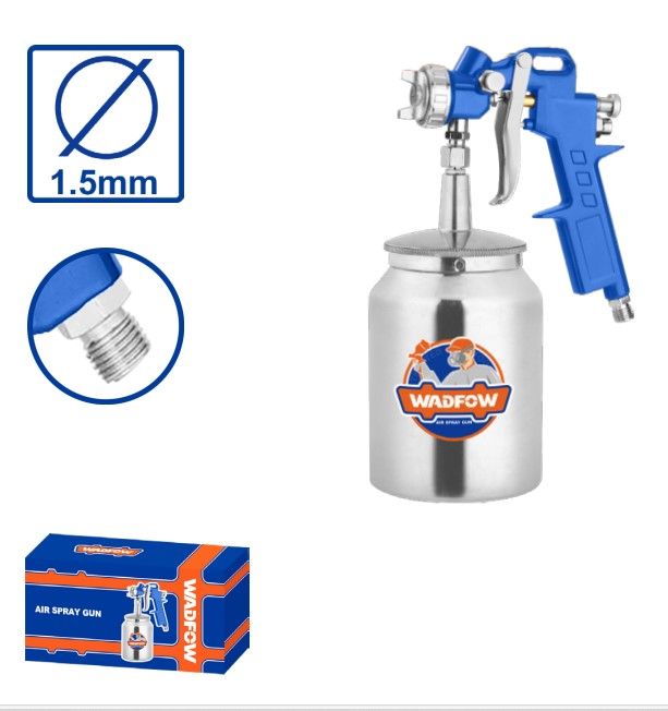 WADFOW AIR SPRAY GUN WITHOUT QUICK PLUG STANDARD NOZZLE:1.5MM PATTERN WIDTH:180-250MM PAINT CAPACITY:1000CC - WGA1510