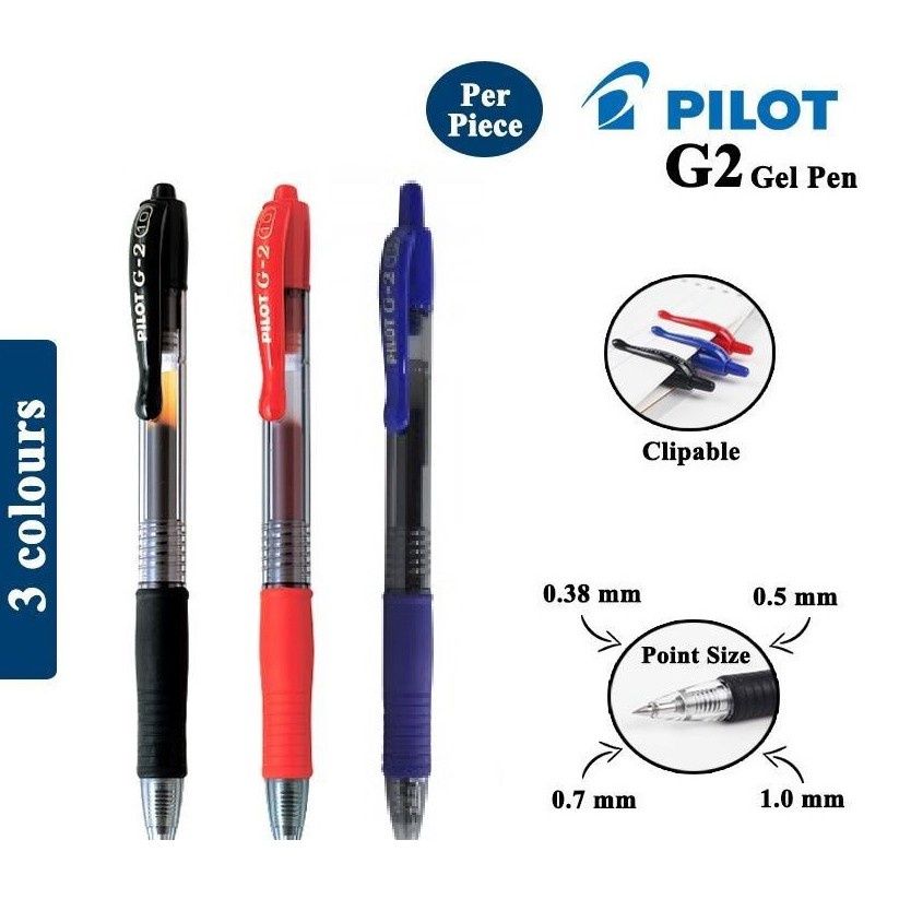 Pilot Pen G2 (0.7mm) / Pen Pilot G2 / Roller Ball Gel Pen # Warna Ink - Hitam / Biru / Merah # Smooth Writing # 100% Original # RP-0072-06 ( KTT : 1 Kotak @ 12 Batang )