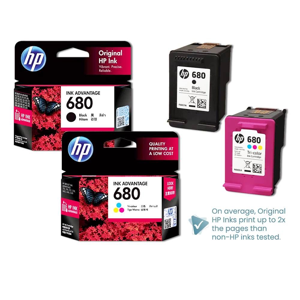 HP 680 BLACK TRI-COLOR ORIGINAL INK ADVANTAGE CARTRIDGE