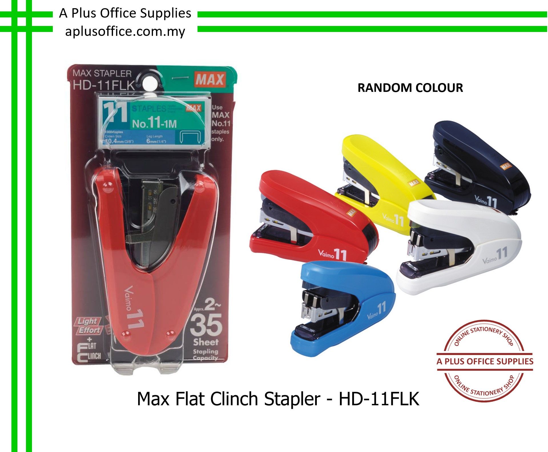 MAX HD-11FLK Flat Clinch Stapler / Pengokot Kepingan Rata