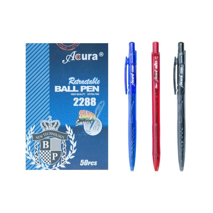 ACURA BALL PEN 288 BLACK/BLUE/RED (50PCS/PKT)