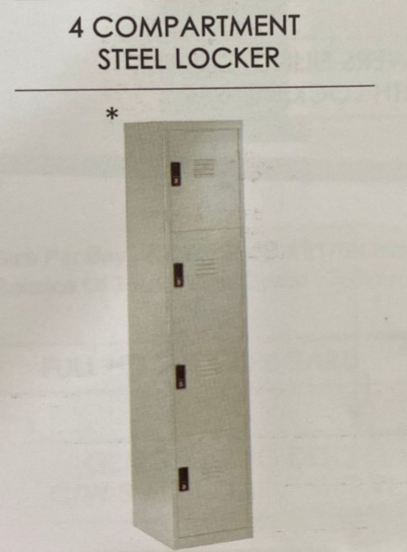 4 compartment steel locker , colour grey