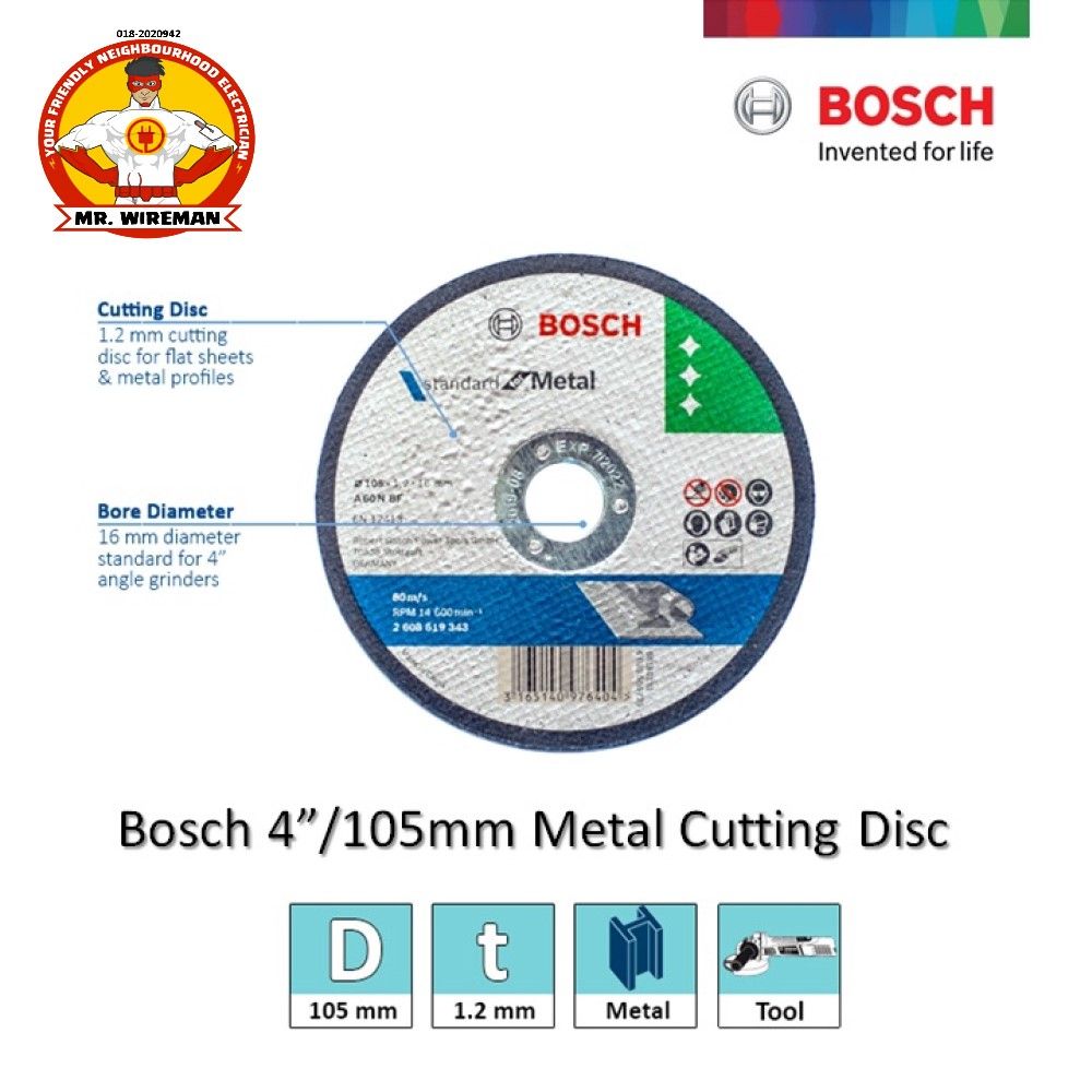 BOSCH 4" METAL CUTTING DISC 105mm x 1.2mm x 16mm