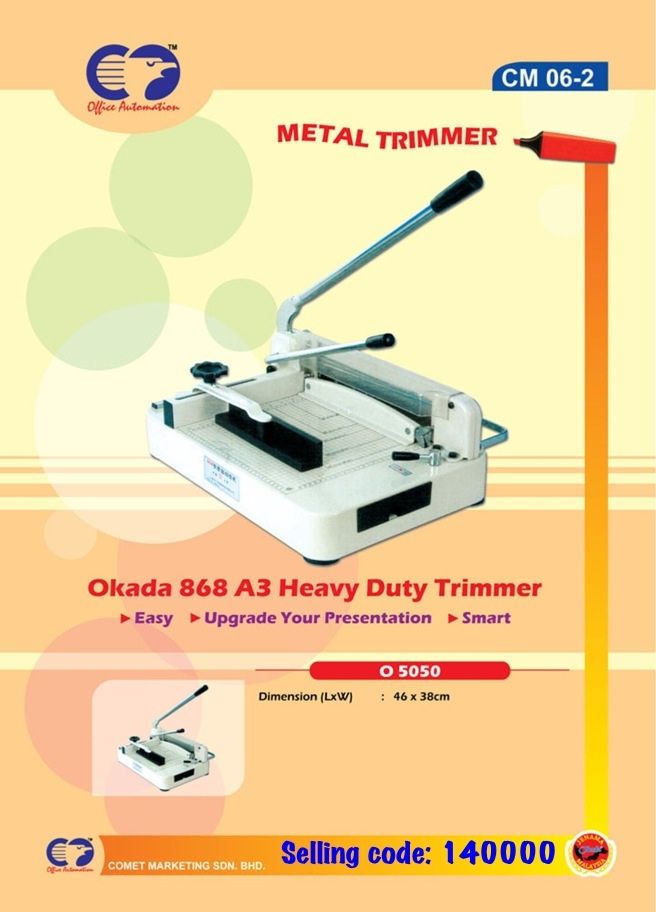 Okada Heavy Duty A3 Metal Trimmer 868 /Okada /Trimmer /A3 /Metal /Heaty Duty Metal Trimmer /Okada Metal Trimmer /Okada Heavy Duty Metal Trimmer