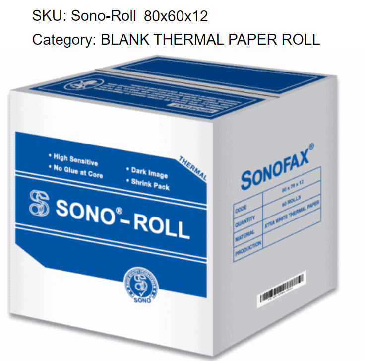 QMS THERMAL PAPER ROLLS / SIZE: W80x60x12mm / 100Rolls_Perbox