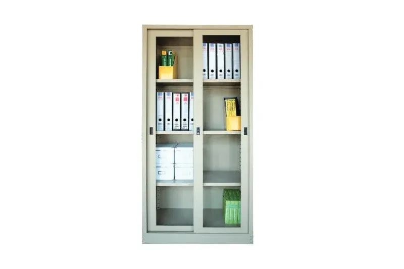 FULL HEIGHT GLASS SLIDING DOOR CABINET (BLACK SPECIAL MADE)