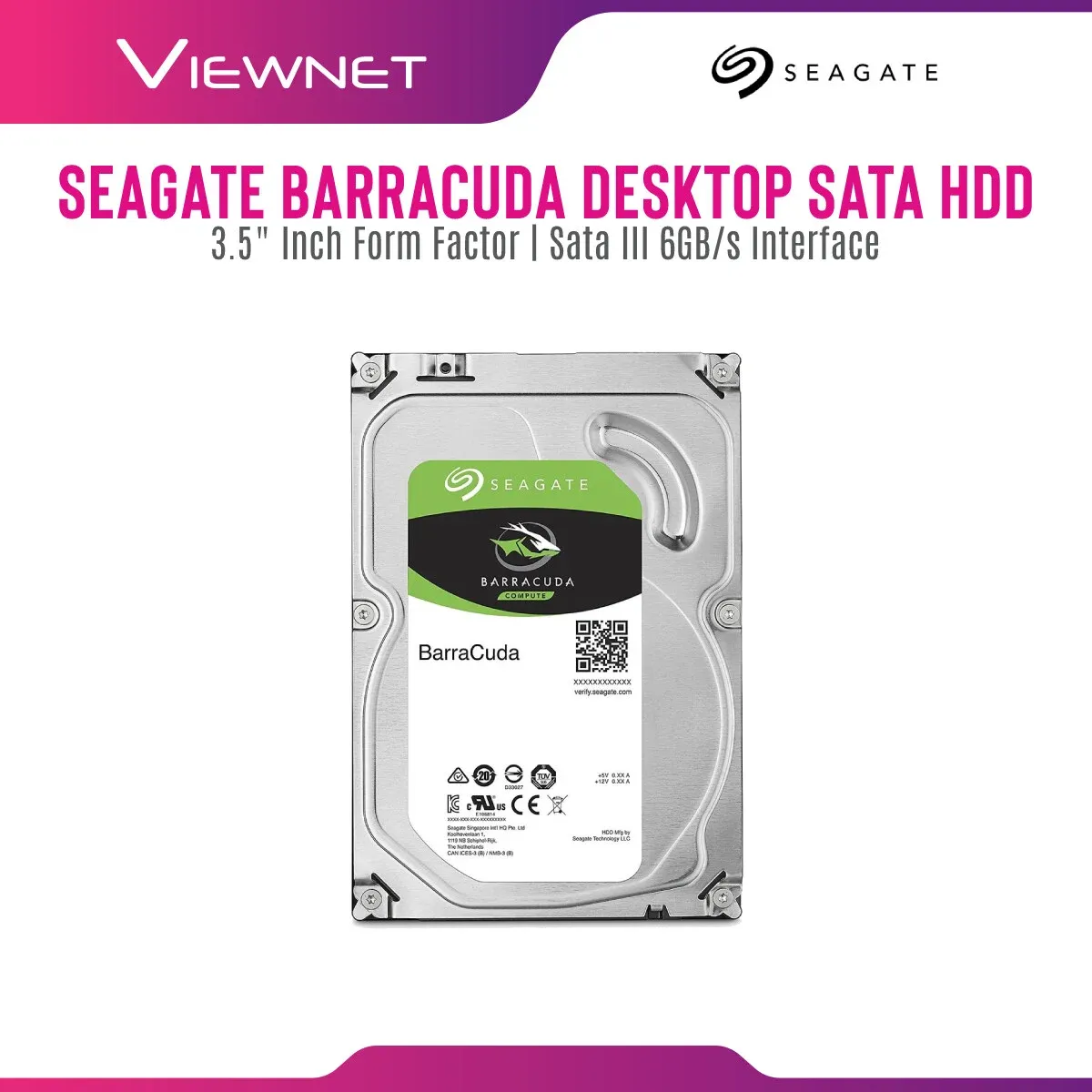 Genuine Malaysia Seagate Warranty - Seagate BarraCuda 1TB Internal HDD 3.5" SATA 6Gb/s 7200 RPM 64MB Cache for Desktop