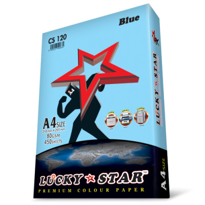 LUCKY STAR COLOUR PAPER A4 80GSM CS120 BLUE 450 SHEET