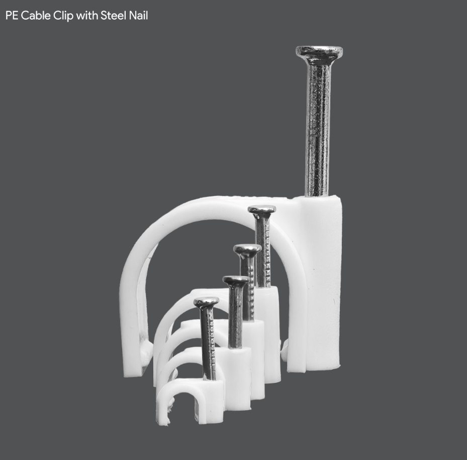 PE CABLE CLIP ROUND WHITE