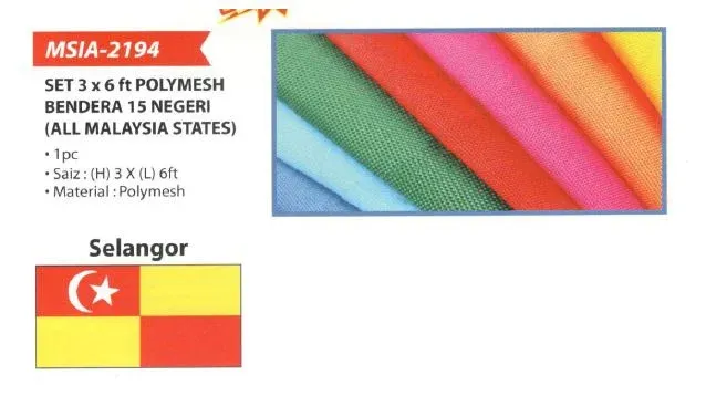 Bendera Selangor 6 X 3 ft Polymesh