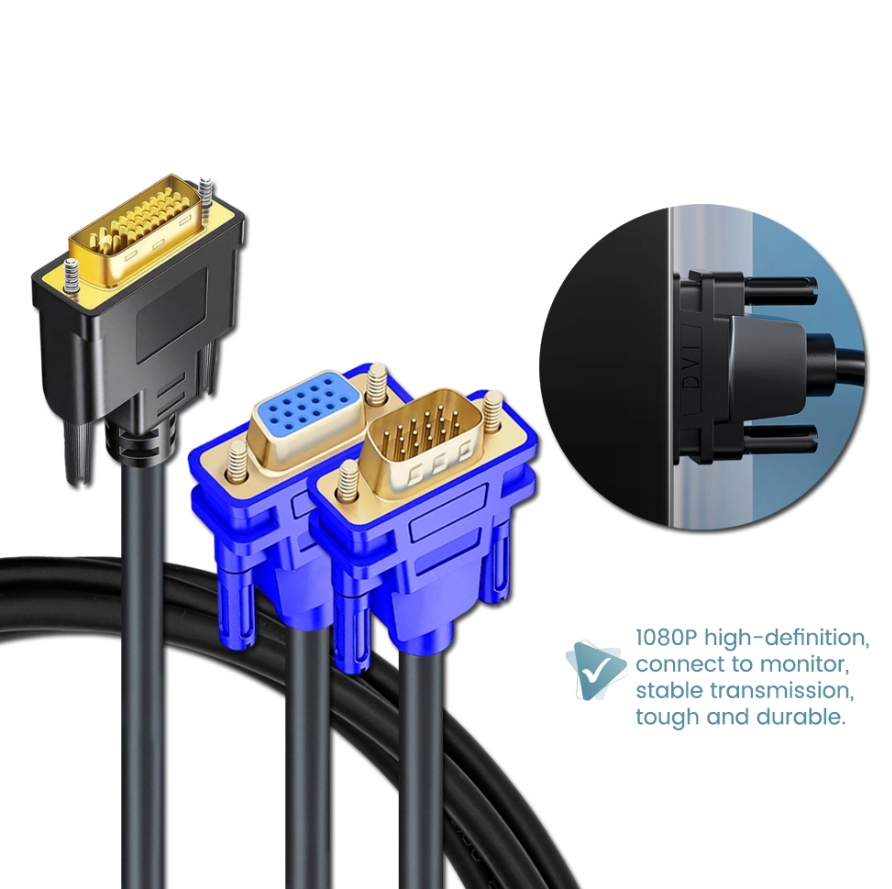 DVI 24+5 TO VGA MALE TO MALE / MALE TO FEMALE CABLE HD CONNECTION CABLE