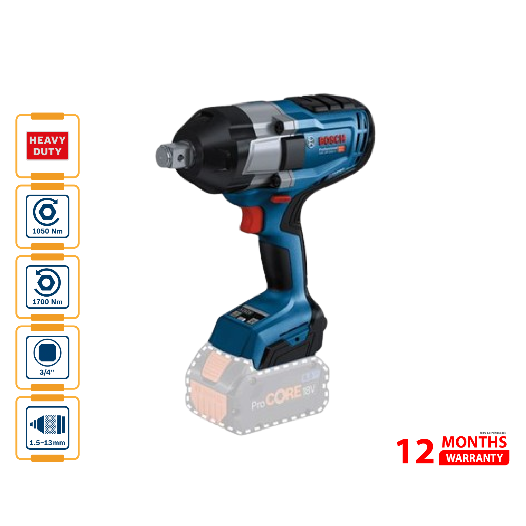 BOSCH GDS 18V-1050 H Cordless Impact Wrench (Solo) 鈥�06019J85L1