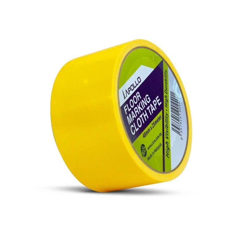 APOLLO FLOOR MARKING CLOTH TAPE - YELLOW (48MM X 25M)