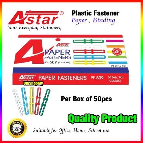 Astar Paper Fastener Mix Colour - Plastic (50Sets/Box)