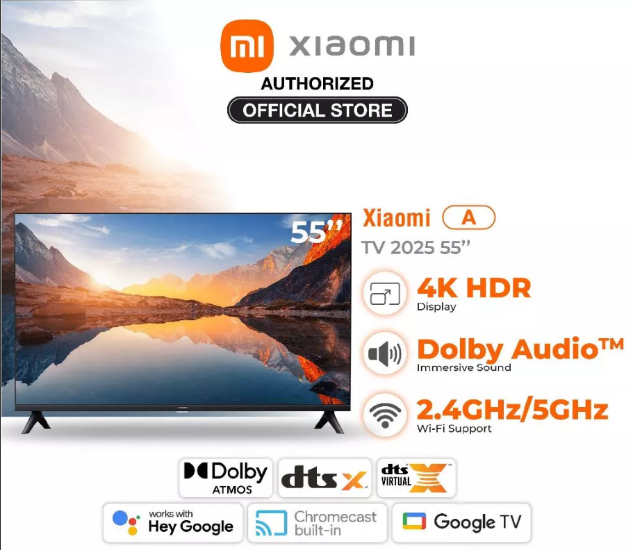 Xiaomi Mi TV A 55" 2025 4K HDR Display c/w Stand