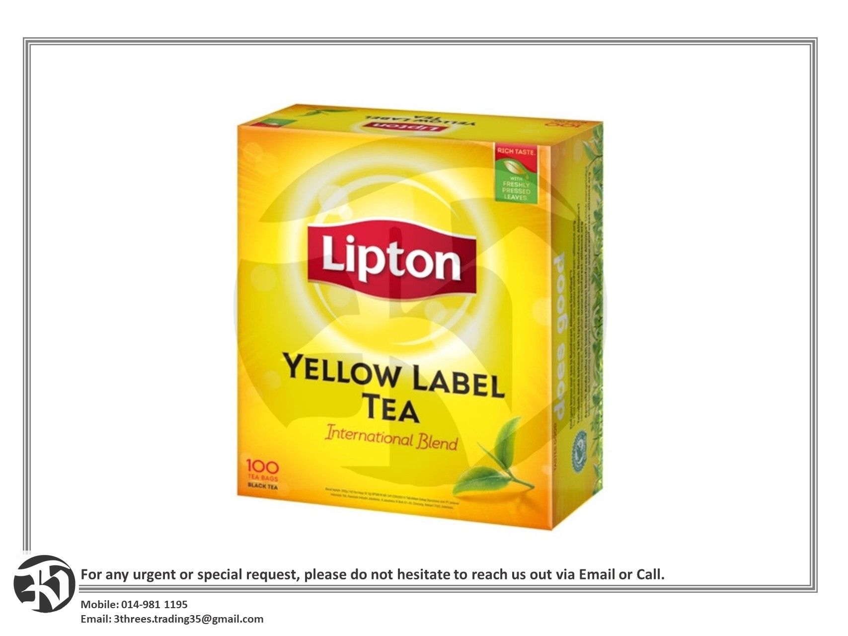 Lipton Yellow Label Black Tea 100 Tea Bags x 2g (200g)