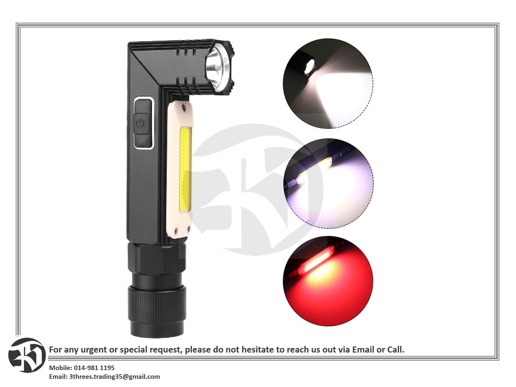 10000LM LED Work Light Ultra Bright Waterproof COB Light USB Rechargeable Flashlight Tail Magnet Working Light 90Degre