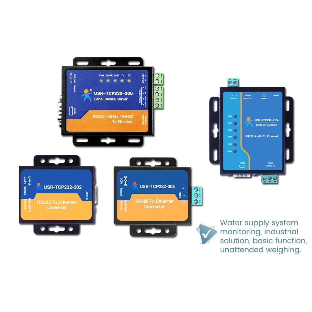 PUSR RS232 RS485 MODBUS RTU TO MODBUS TCP GATEWAY SERIAL TO ETHERNET CONVERTER USR-TCP232-410S/304/302/306