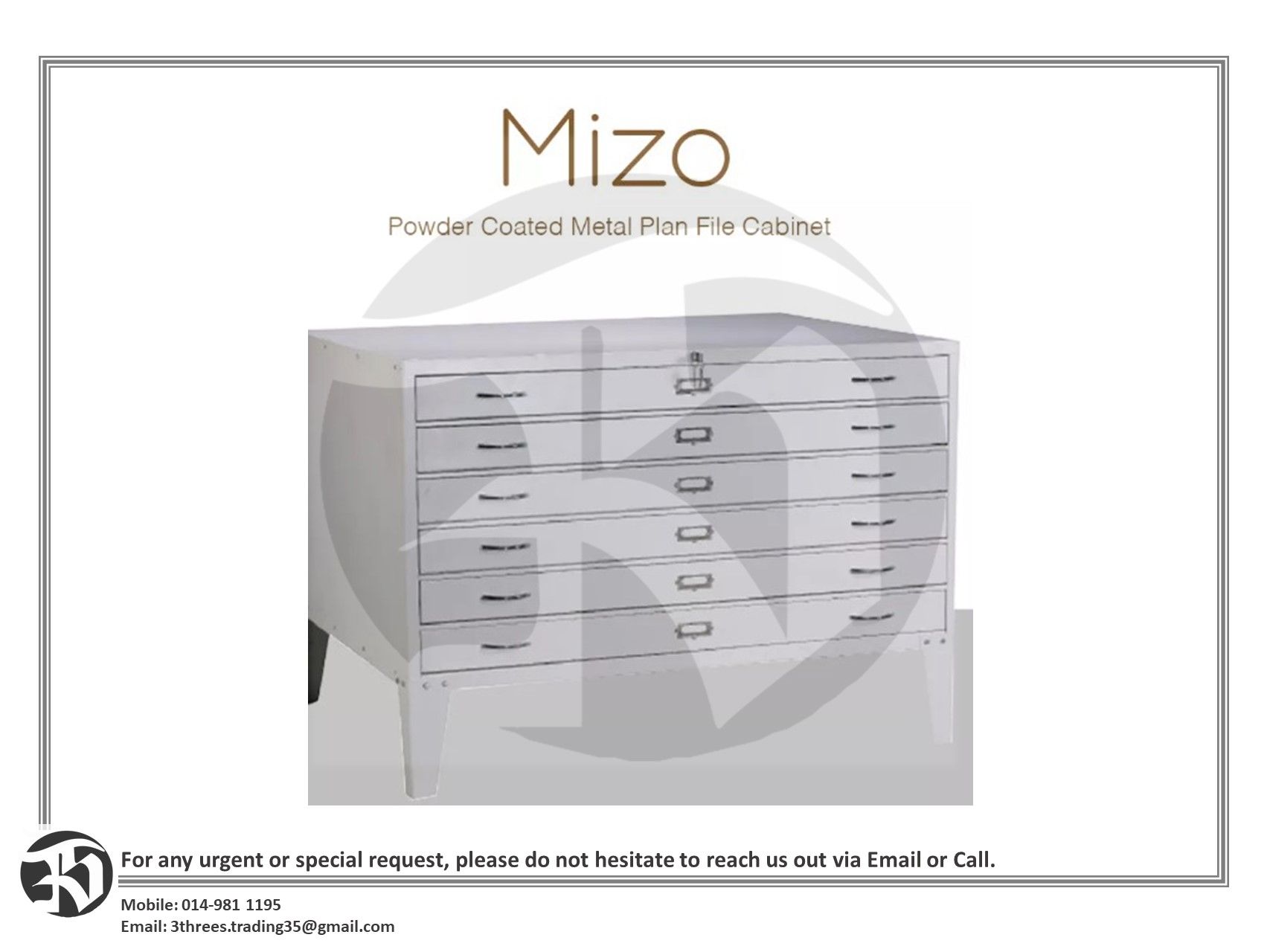 Arturo - Mizo Powder Coated Metal Plan File Cabinet