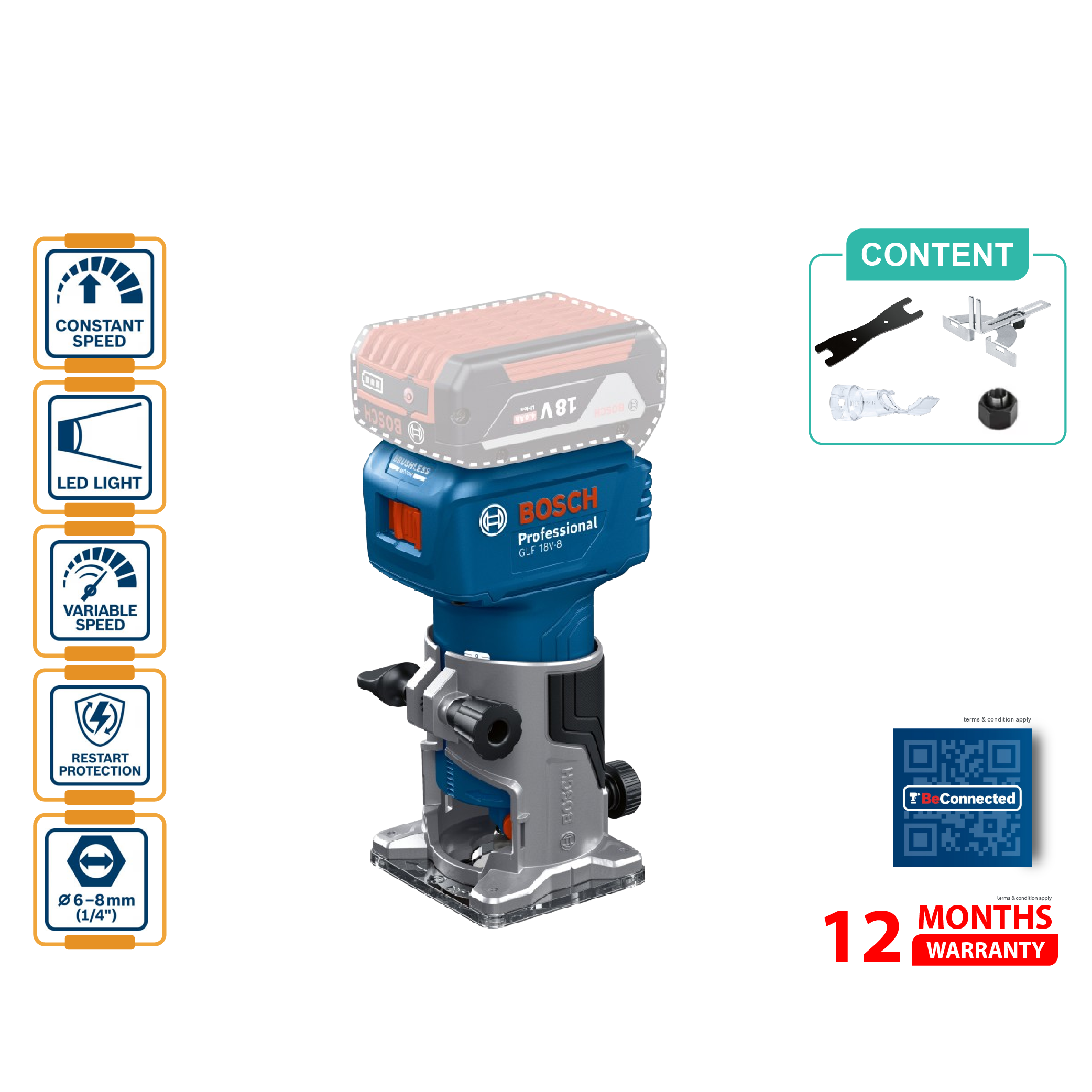 BOSCH GLF 18V-8 Palm Router (SOLO) - 06016C60L0