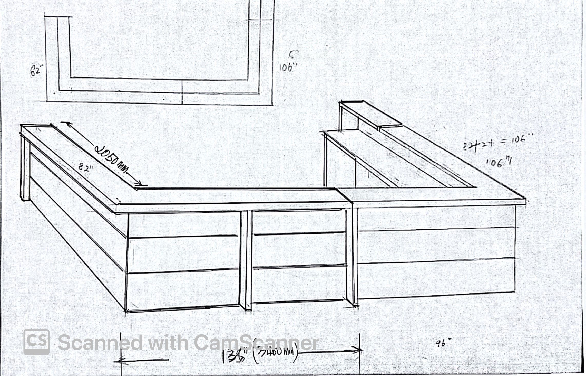 VS CUSTOMISE / L SHAPE RECEPTION WOODEN COUNTER