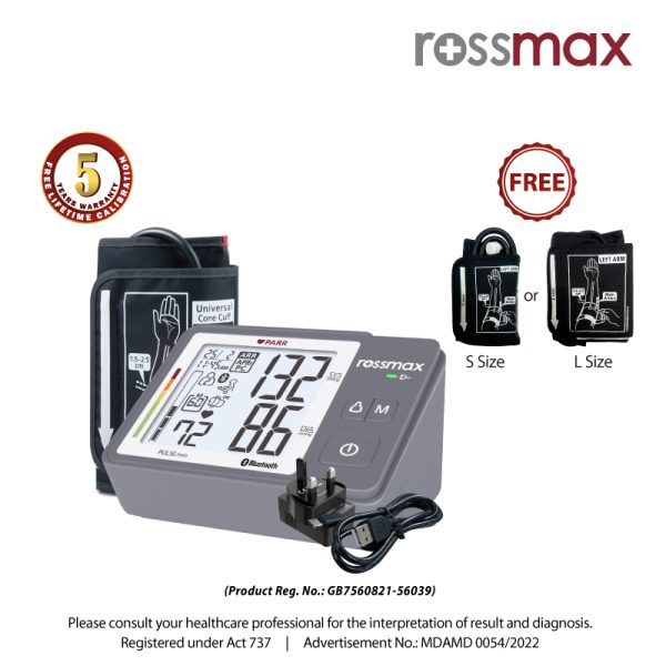 ROSSMAX 鈥淧ARR鈥�AUTOMATIC RECHARGEABLE BLOOD PRESSURE MONITOR (BLUETOOTH) 鈥�ARM MODEL Z5 (HOME USE)