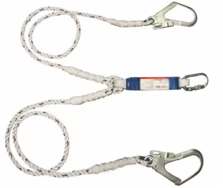 Lanyard First Twin Leg Shock Absorbing Rope Lanyard with Carabiners Fall Protection