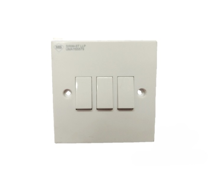 UMS 203-1W 10AX 3GANG 1WAY SWITCH