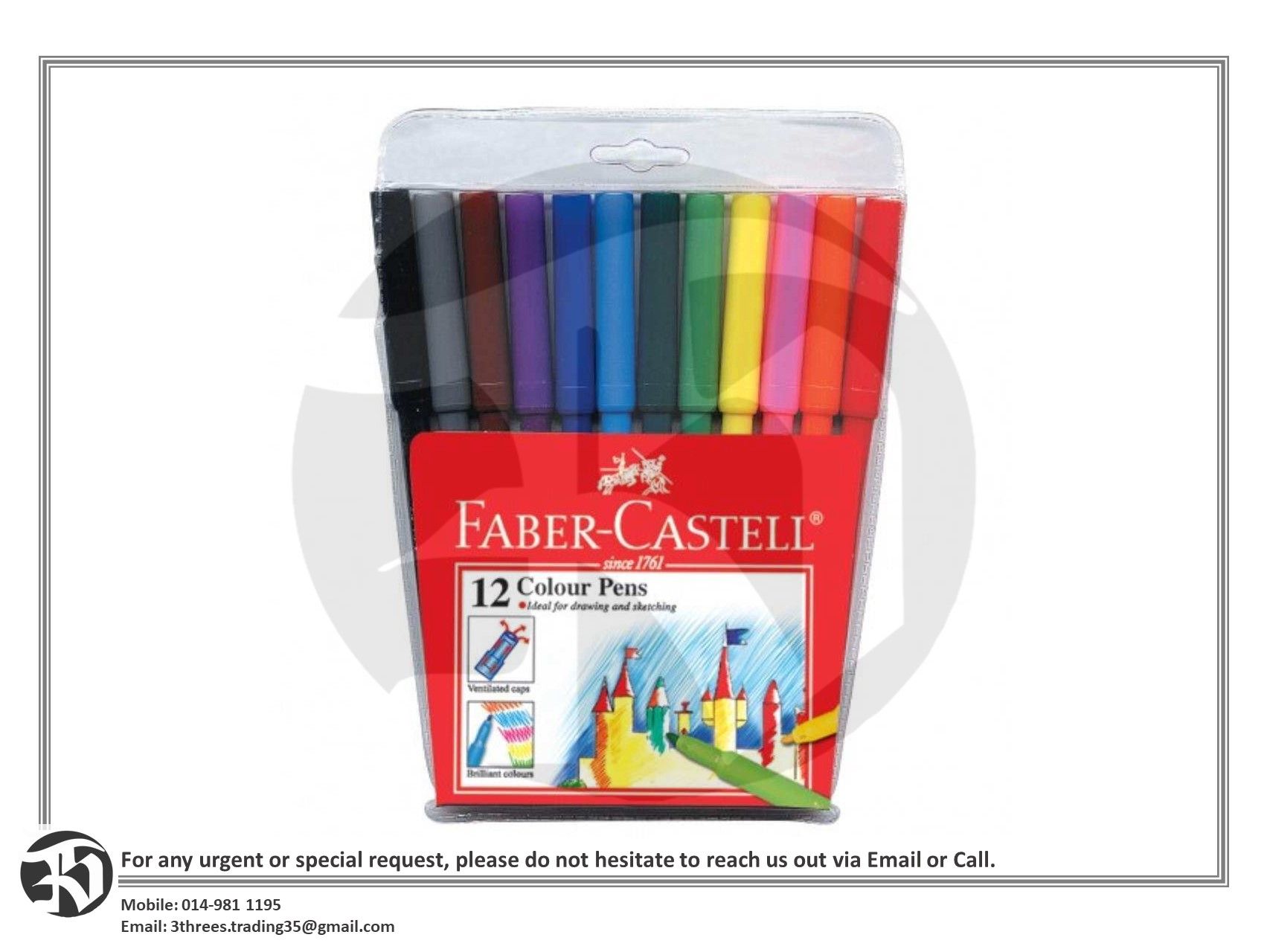 Faber-Castell Fibre Tip Colour Pens 12pcs