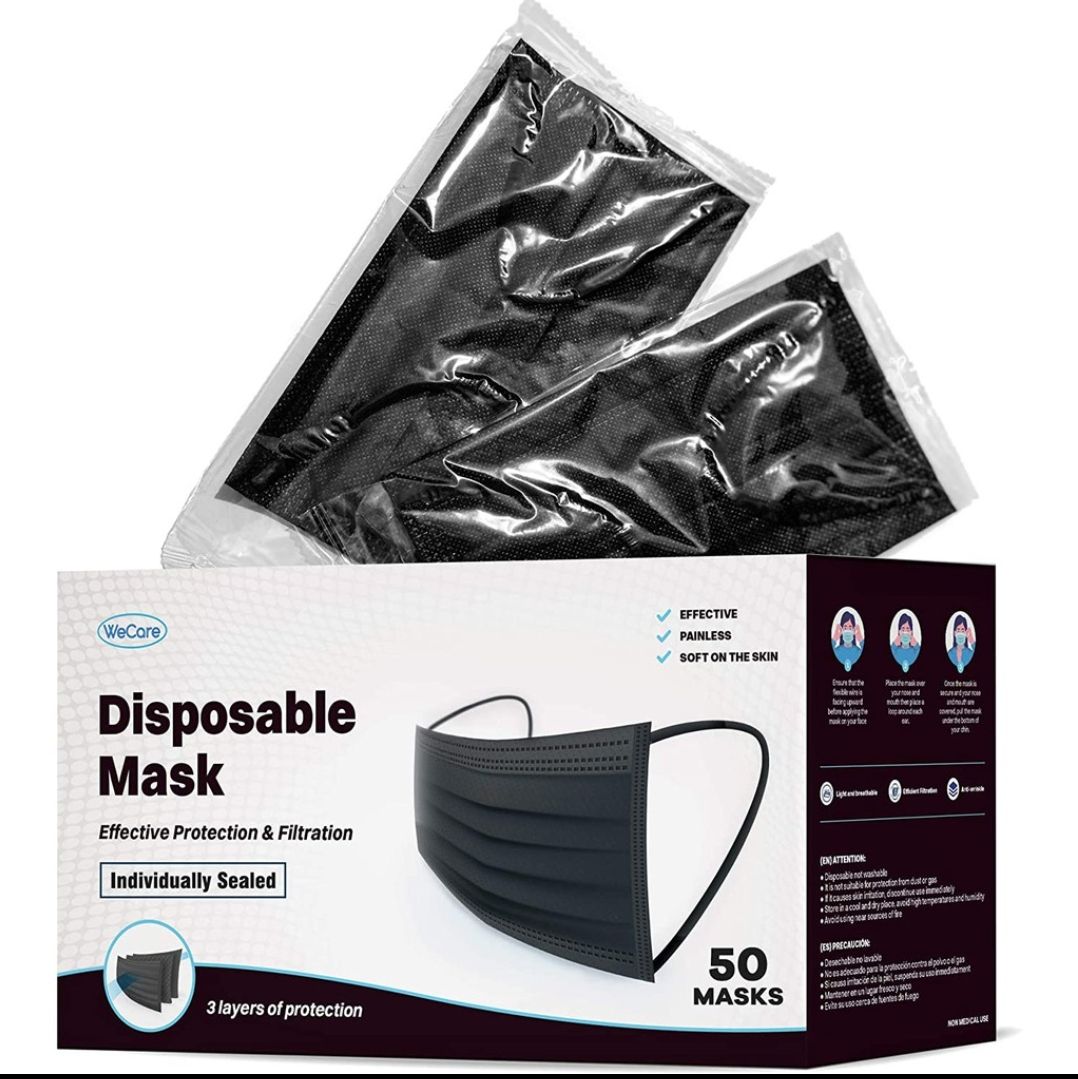 3 Ply Face Mask (Black) 50pcs