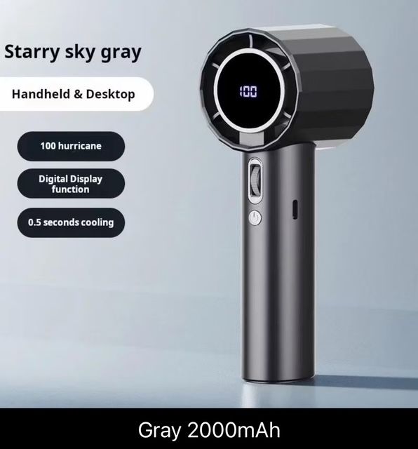 Portable Hand Fan USB Rechargeable Handheld Fan LED Digital 2000MAH