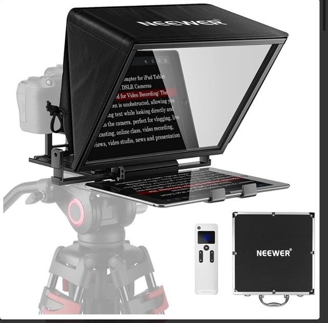 NEEWER Teleprompter X14 with RT-110 Remote & APP Control (Bluetooth Connection via NEEWER Teleprompter App), Portable No Assembly Compatible with iPad Android Tablet, Smartphone, DSLR Camera (With Tripod)