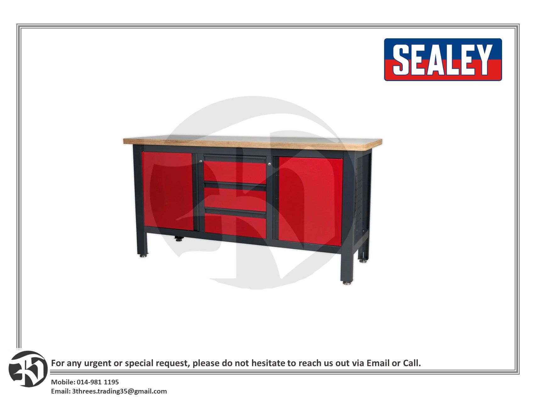 Sealey Workstation with 3 Drawers & 2 Cupboards AP1905C