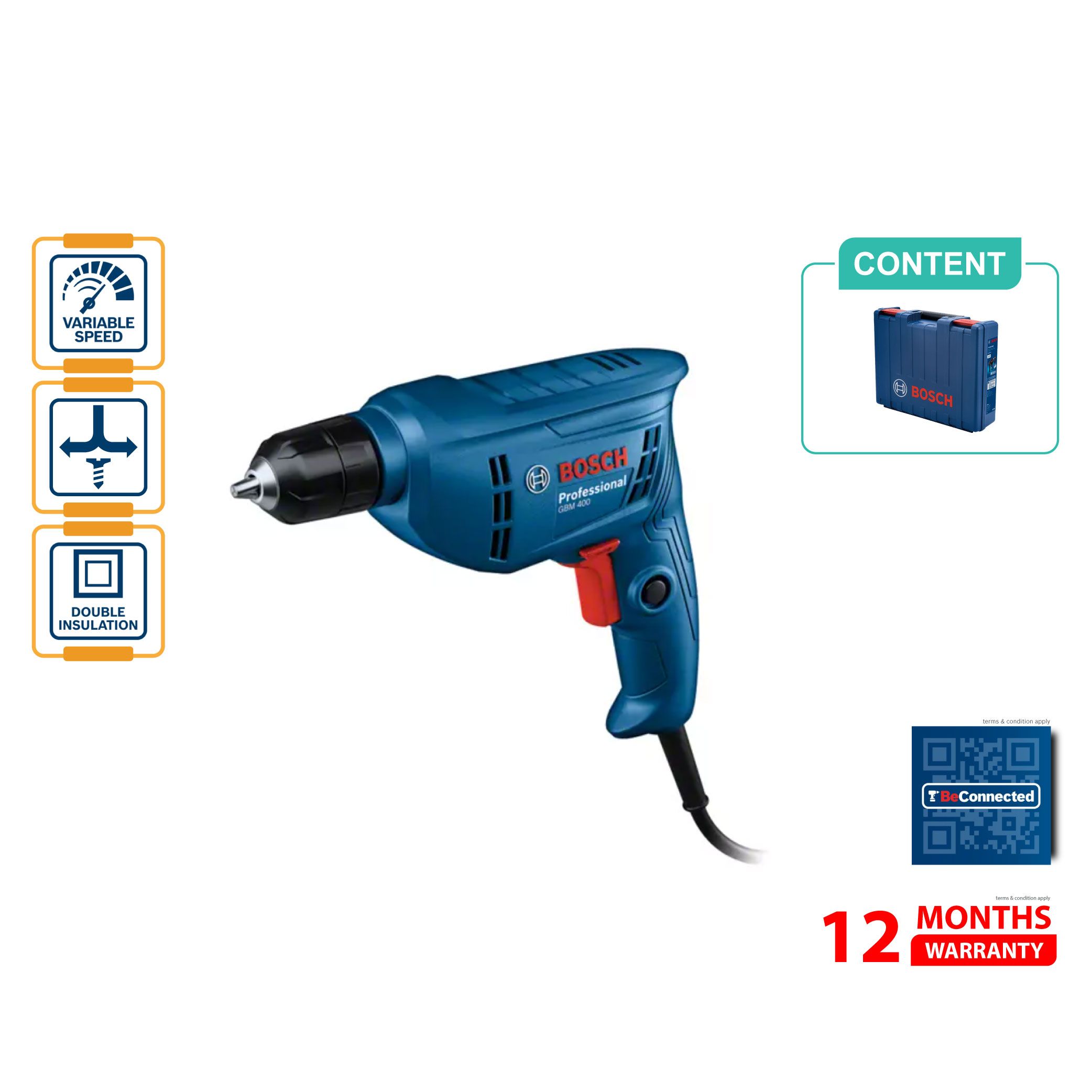 BOSCH GBM 400 Keyless Hand Drill (10mm) - 06011C10L0