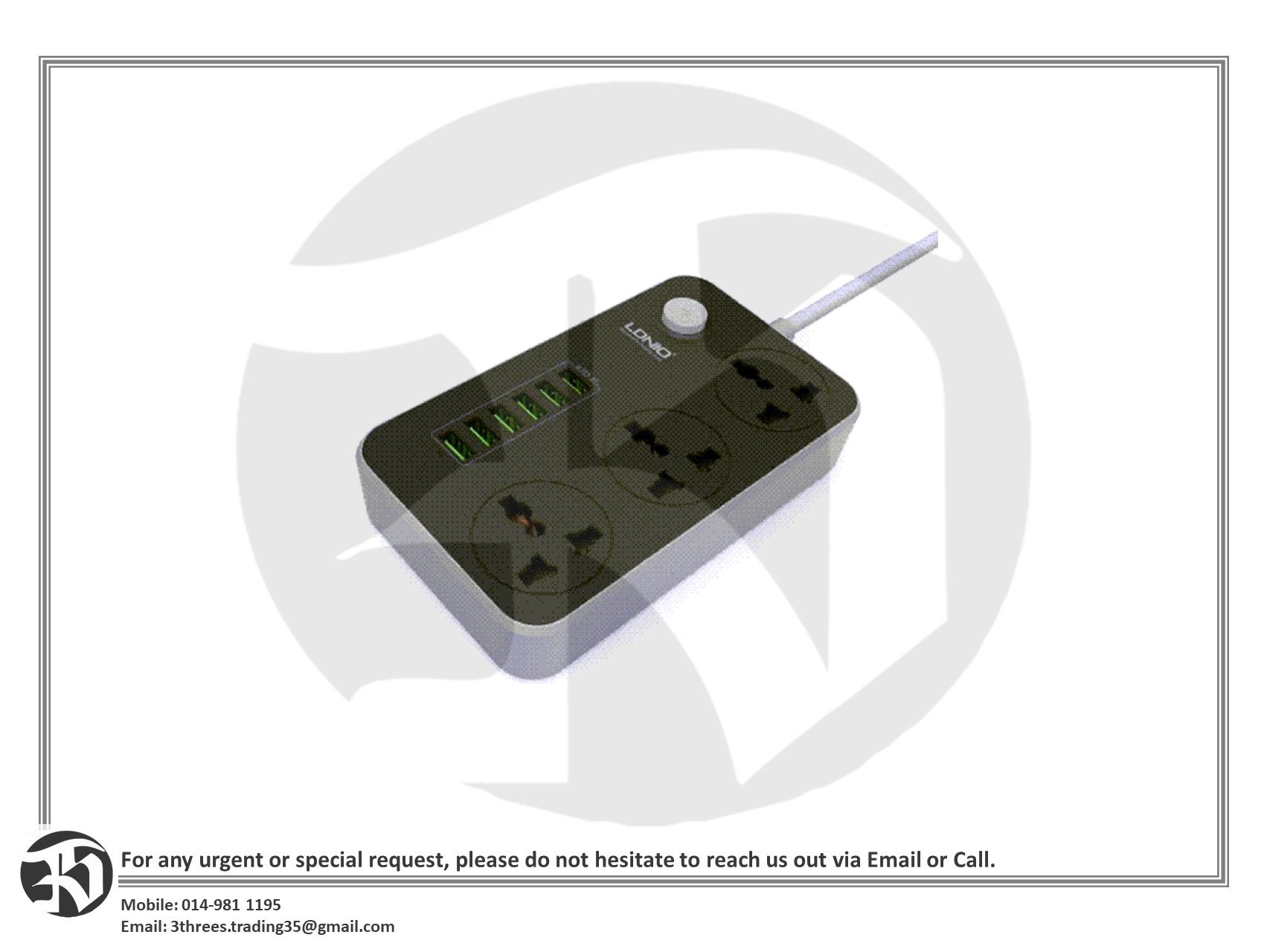 Power Strip 3 Universal Socket with 6 USB Output 3.4A
