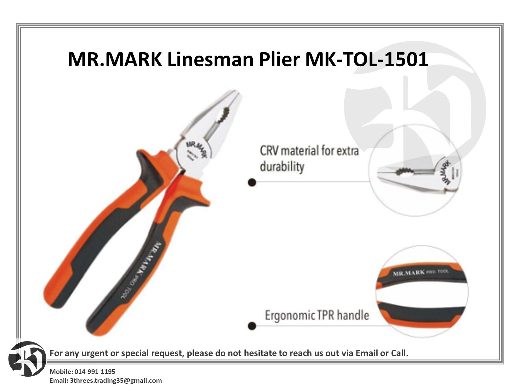 MR.MARK Linesman Plier MK-TOL-1501