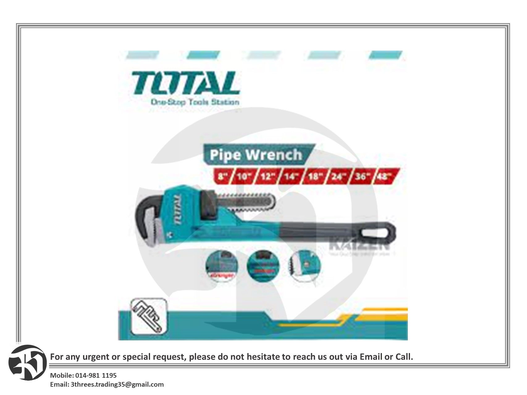 TOTAL Pipe Wrench THT170806 THT171006 THT171206 THT171146