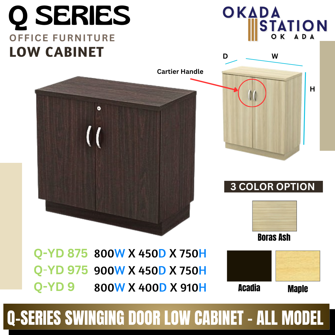 Q SERIES SWINGING DOOR LOW CABINET ALL MODEL - (Q-YD 875) , (Q-YD 975) & (Q-YD 9) / Q SERIES / WOODEN CABINET / LOW CABINET / SWINGING DOOR CABINET / SWINGING DOOR / CABINET / KABINET