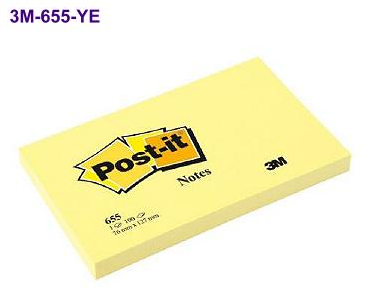 3M POST IT NOTE 655 3 X 5 INCH YELLOW - 3M-655-YE
