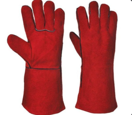 Welding Glove 13" Cow Skin Leather Hand Glove (1Pairs/ 2Pcs) - RED
