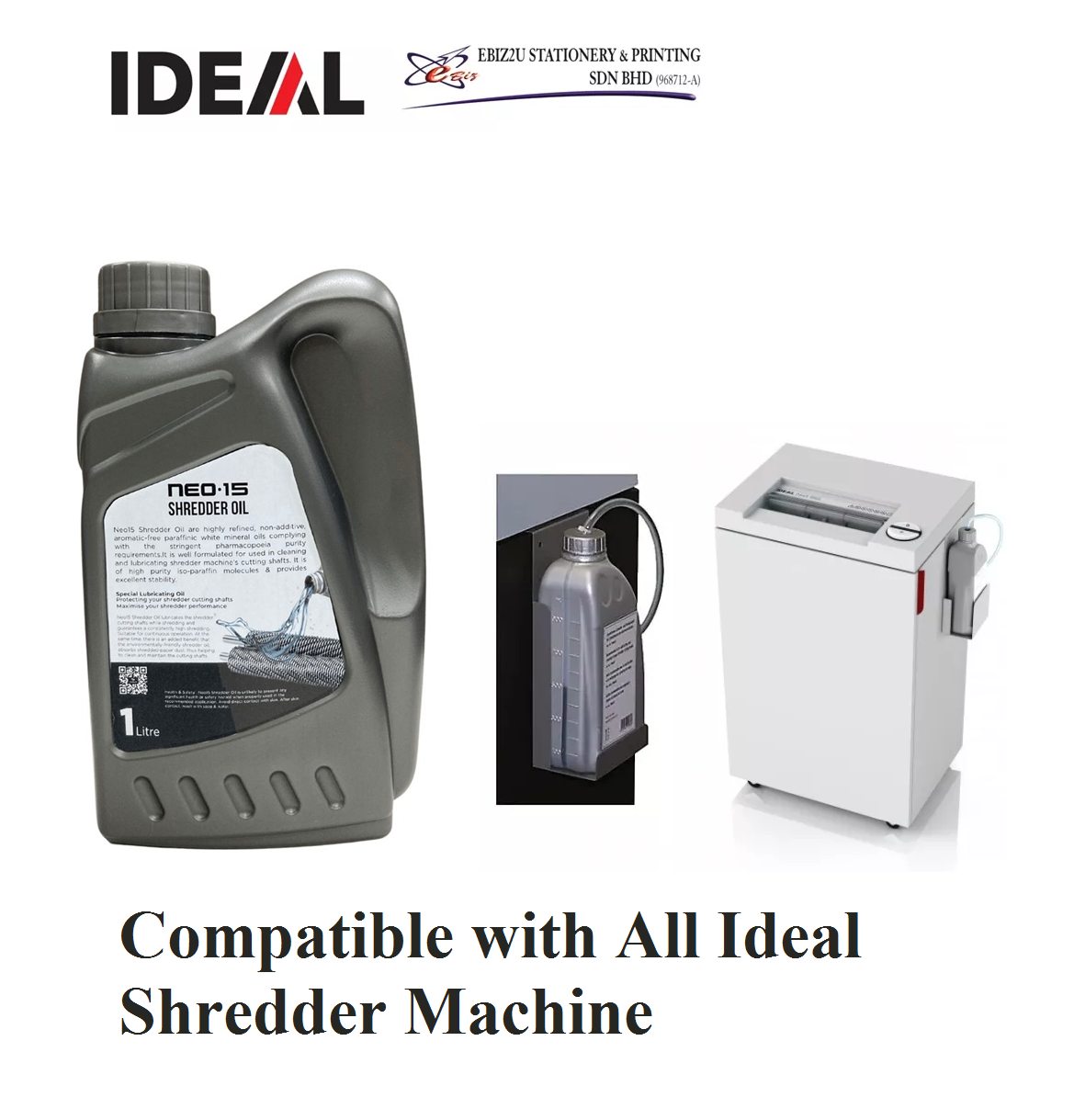 IDEAL BOTTLED LUBRICATING / MAINTENANCE OIL 1 LITRE compatible with all Ideal shredder machine - Shredder Oil, Oil Shredder machine, for all shredder machine