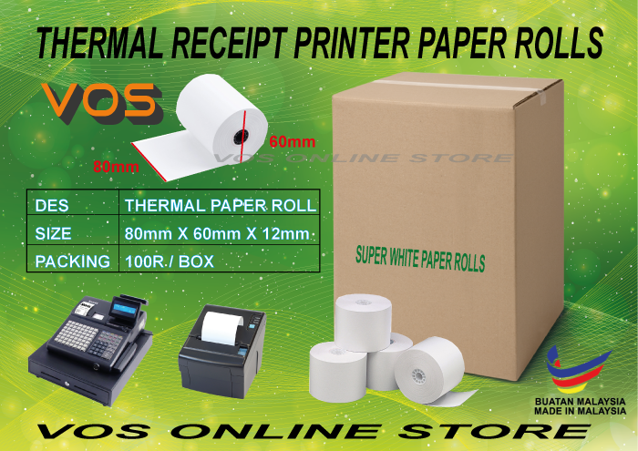 Thermal Receipt Paper Roll | Kertas Resit Thermal(80mmx60mm)