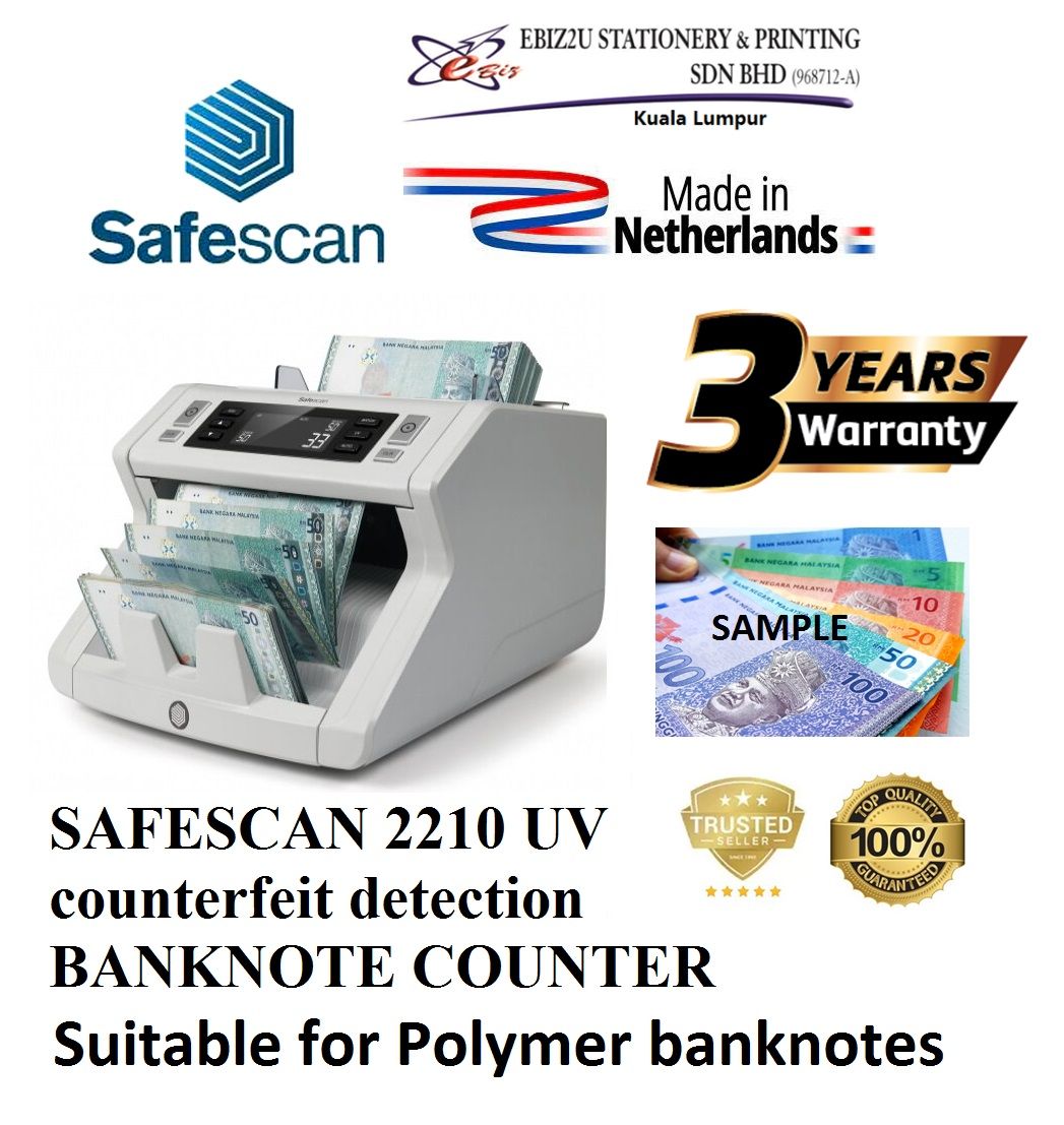 SAFESCAN 2210 UV counterfeit detection BANKNOTE COUNTER - Suitable for Polymerbank notes (note counter machine, Banknote Counter, Bill Counter, Money Counting Machine, Money Notes Counter, Money counter Machine, Cash Machine)